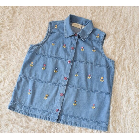 Vintage 80s Blue Sleeveless Shirt | size‎ M - Picture 9 of 10